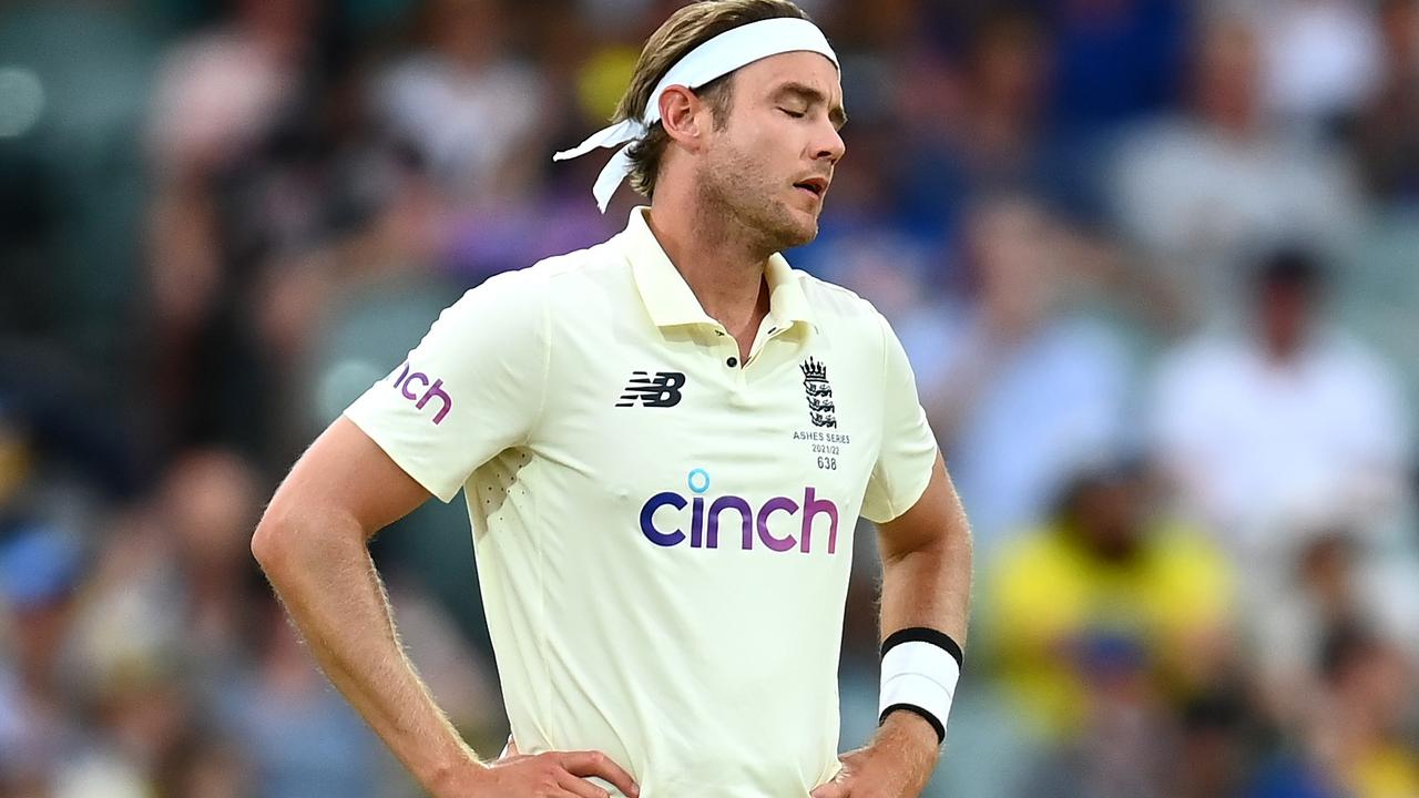 Stuart Broad looks frustrated during day two. Picture: Getty Images