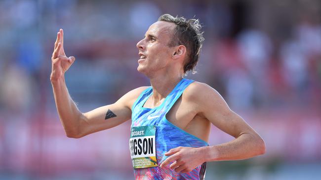 Ryan Gregson salutes after winning his third national title.