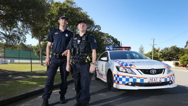 The future of policing is going to be more mobile and technology driven. Rapid Action Patrol officers Sergeant Matt Pyke and Senior Constable Klay Williams (left)  at work. Picture Glenn Hampson