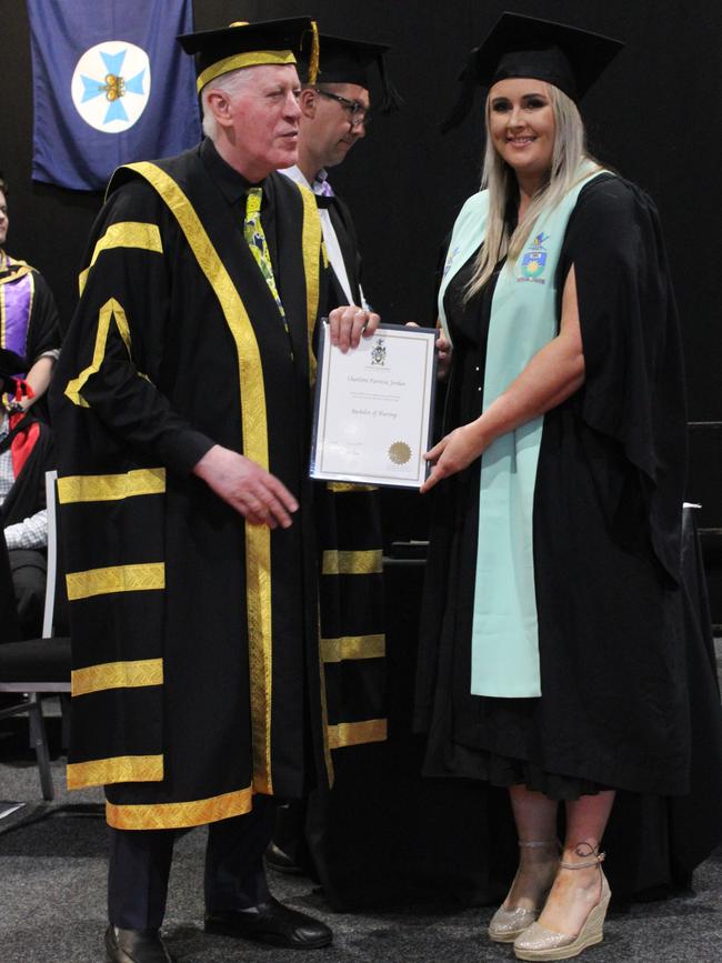 Charlotte Jordan graduated with a Bachelor of Nursing at the CQUniversity graduation ceremony in Bundaberg on December 14, 2023.