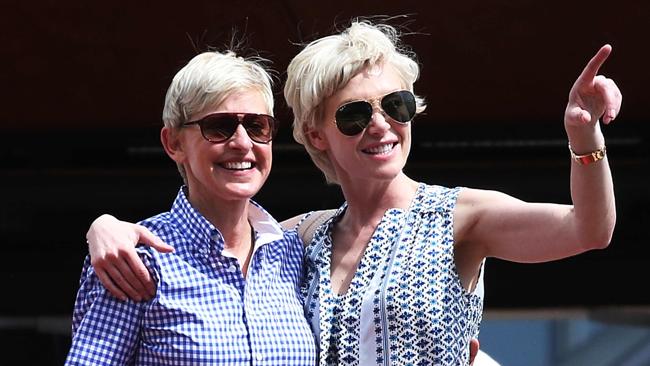 Ellen DeGeneres, pictured with wife Portia in Sydney in March, says the images of the NSW fires are "heartbreaking".