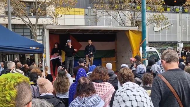 Greens Leader Adam Bandt speaking at Melbourne's Free Palestine Rally on June 9. Picture: X