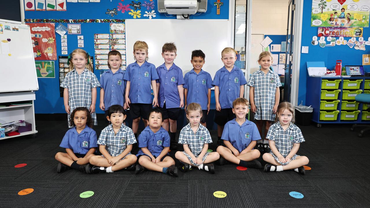 My First Year 2025 - Peace Lutheran College prep class A. From back to front: Adeline, Alby, Finn , Dacre , Matthias, Kade, Charlotte, Walter, Anna, Zachary, Dylan, Ezrah and Stella. Picture: Brendan Radke