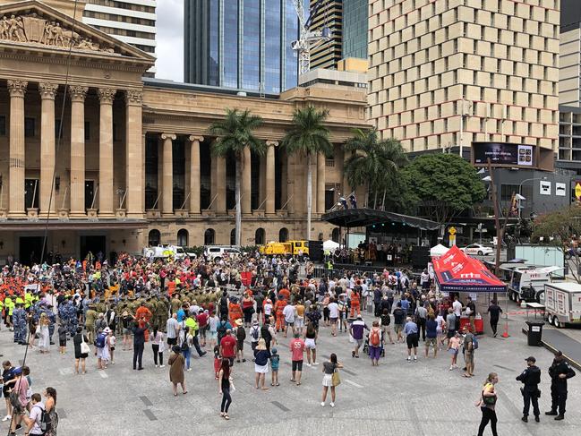Bushfire relief ticker-tape parade in Brisbane for firefighters, defence forces, emergency services, wildlife carers and volunteers who provided relief efforts during the recent bushfires. Pic Mark Cranitch