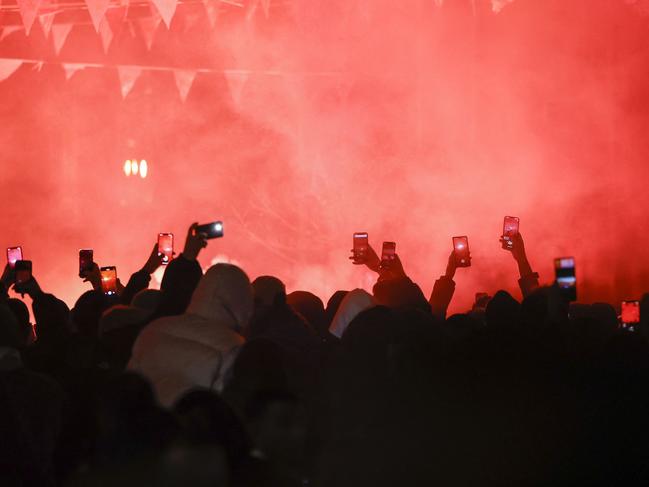 Supporters of team Morocco celebrate after the Qatar 2022 World Cup Group F football match between Canada and Morocco. Picture: Robin van Lonkhuijsen / ANP / AFP