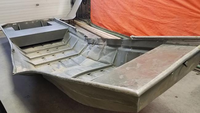 A damaged aluminium boat was found on the shore of the Nelson river earlier this week.