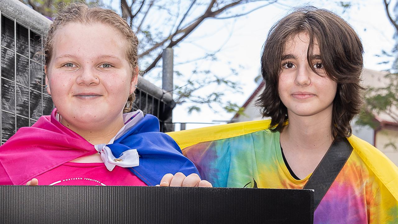 Arabella Odonoghue and George Alexander at the 2023 Top End Pride March. Picture: Pema Tamang Pakhrin