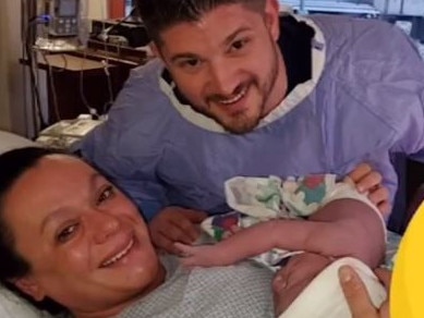 Mum mortified husband sends photo of newborn baby in delivery room without cropping it. Picture: TikTok/