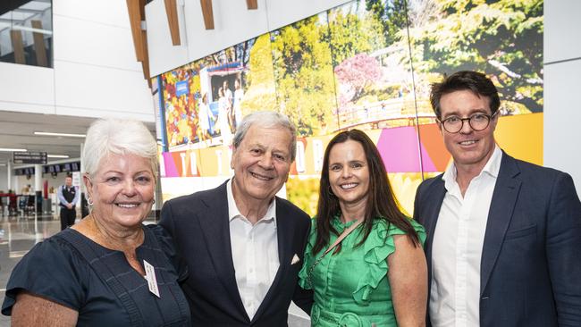 Celebrating the Wagner family's 35 years of business and a decade of Toowoomba Wellcamp Airport are (from left) Wendy Williams, Ray Martin, Kirsty Svennson and Nathan Taylor, Friday, November 8, 2024. Picture: Kevin Farmer