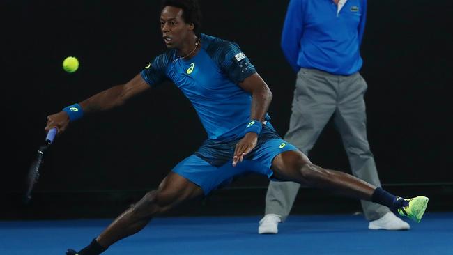 Gael Monfils at full stretch at the Australian Open. Picture: Michael Klein                        <a capiid="c1ea4e7c19bab99adb1ca4d6f28c04fe" class="capi-video">'Not sure Tomic can do it'</a>