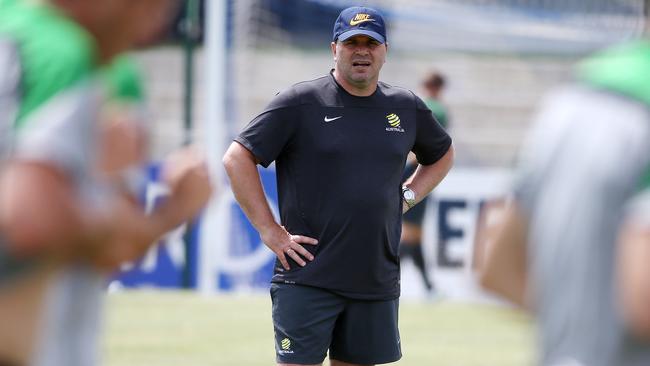 Socceroos training at Lakeside oval, South Melbourne Australia. 5th January. Socceroos coach Ange Postecoglou. Picture : George Salpigtidis