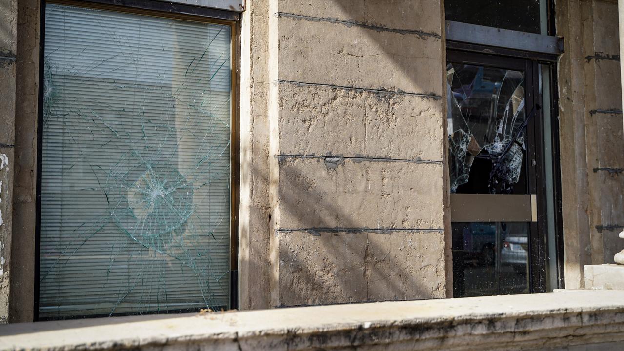 The derelict heritage-listed building at 63 Victoria St in Mackay CBD was recently vandalised with two broken glass panels. The front door was also open and the steel fencing was ajar. Picture: Heidi Petith