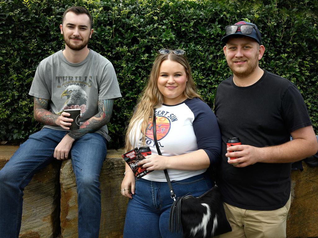 Callum Sheehan, Kym Thorne and Sam Rennie. Meatstock Festival, Toowoomba showgrounds. April 2022