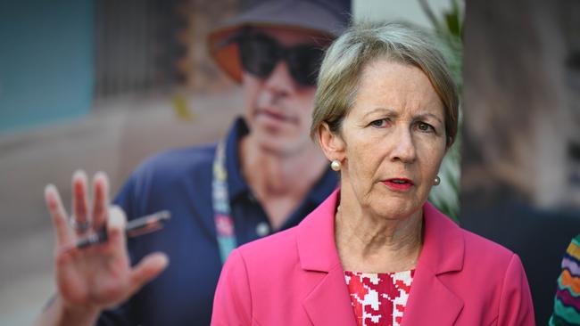 Queensland Education Minister Di Farmer launches her government’s Occupational Violence and Aggression prevention campaign at Brisbane State High School, South Brisbane. Photo: Lyndon Mechielsen