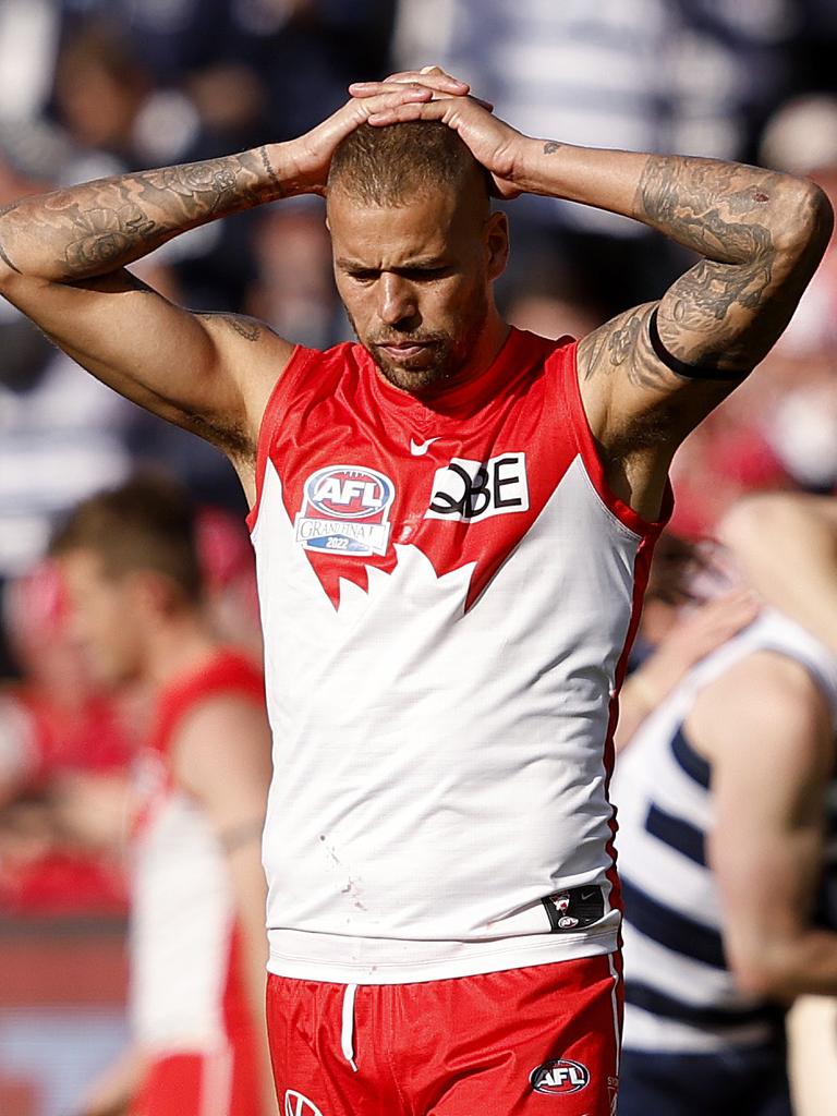 Lance Franklin takes stock after the final siren.