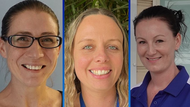 Vanessa Gentle, Kristy Smith and Kate Stary - early childhood teacher, teachers' aide and beauty therapist, Coffs Harbour. Picture: Chris Knight