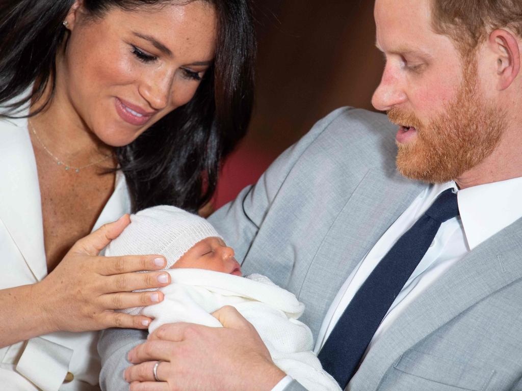 Meghan and Harry with baby Archie. Picture: AFP