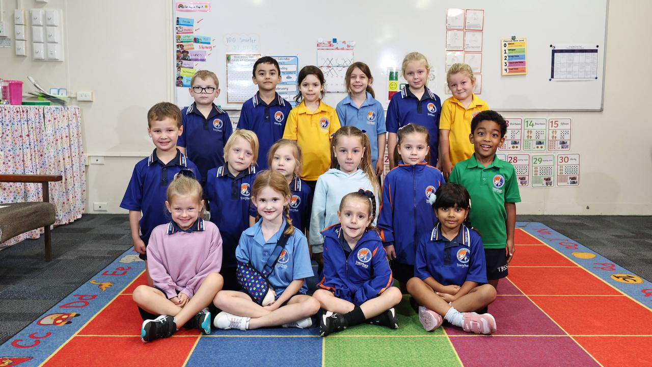 My First Year 2025 -Trinity Beach State School prep class A. From back row: Kolton, Agam, Amity, Brooklyn, Ella, Tia, Alex, Athena, Arie, Aria, Ava, Ineza, Adeline, Harriet, Charli, Yashi. Picture: Brendan Radke