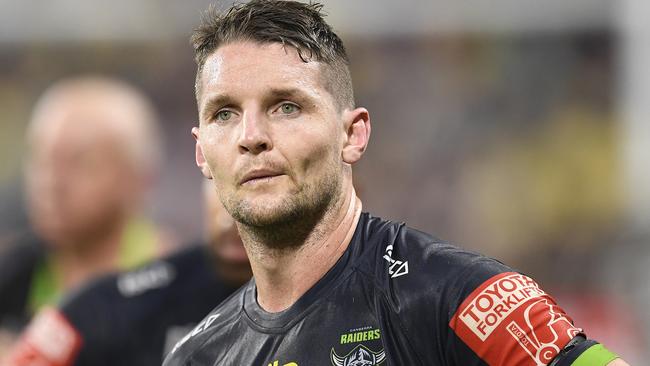 TOWNSVILLE, AUSTRALIA - APRIL 24:  Jarrod Croker of the Raiders  looks dejected after losing the round seven NRL match between the North Queensland Cowboys and the Canberra Raiders at QCB Stadium, on April 24, 2021, in Townsville, Australia. (Photo by Ian Hitchcock/Getty Images)