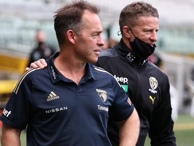 Alastair Clarkson and Damien Hardwick have shared a long, fruitful relationship. Picture: Michael Klein