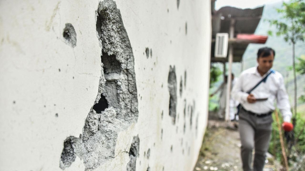 Indian strikes damaged a wall of the Neelum Jhelum Hydropower Project. Picture: Sajjad Qayyum/AFP