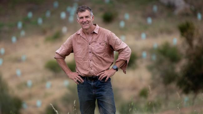 Tim Jarvis has been recognised for his work on The Forktree Project - a rewilding project aimed at restoring 54ha of degraded farmland in South Australia’s Fleurieu Peninsula. Picture: Brett Hartwig