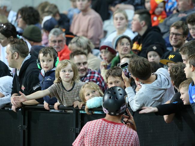 Nitro Circus at Kardinia Park on March 7, 2022. Stunts, crowd reactions, fireworks, plenty of colour. Picture: Mark Wilson