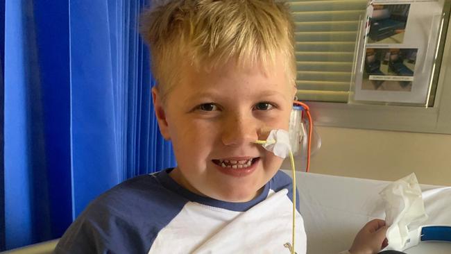 The eight-year-old had a plastic flower lodged in his throat for five years.