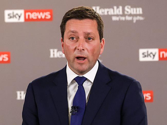 Victorian State Election PeopleÃs Forum with Victorian Premier Daniel Andrews and Opposition Leader Matthew Guy in Box Hill, Melbourne. Matthew Guy answers a question.Picture: Ian Currie