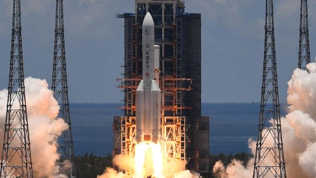 A Long March-5 rocket carrying an orbiter, lander and rover for the 7-month journey to Mars. Picture: AFP