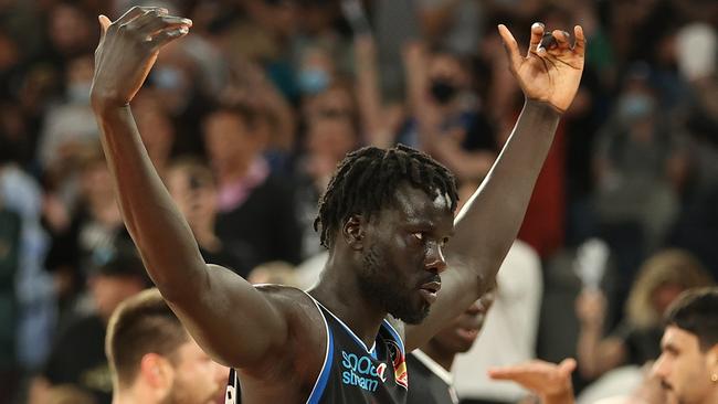 Big Jo gets the John Cain Arena crowd on its feet. Picture: Getty Images