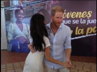 The Duke and Duchess of Sussex appeared loved up during their Colombian tour. Picture: Supplied