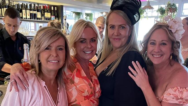 (L-R) Carla Bailey, Kylie Brown, Lisa Horne and Simone Peychers enjoying the Melbourne Cup at Jensens Restaurant in Kareela Village. Picture: Ashleigh Tullis