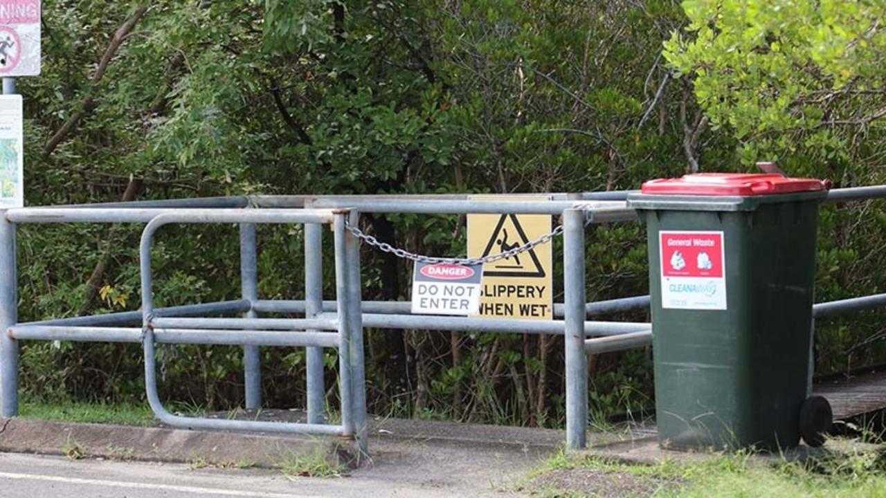 Both the north and southern arms of the Jack Barnes Bicentennial Mangrove Boardwalk at Aeroglen have been closed. Picture: Michael Cermak