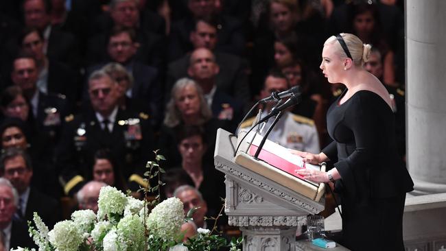 Meghan McCain, daughter of US Senator John McCain, speaks during a memorial service for her father at the Washington National Cathedral in Washington, DC. Photo: AFP