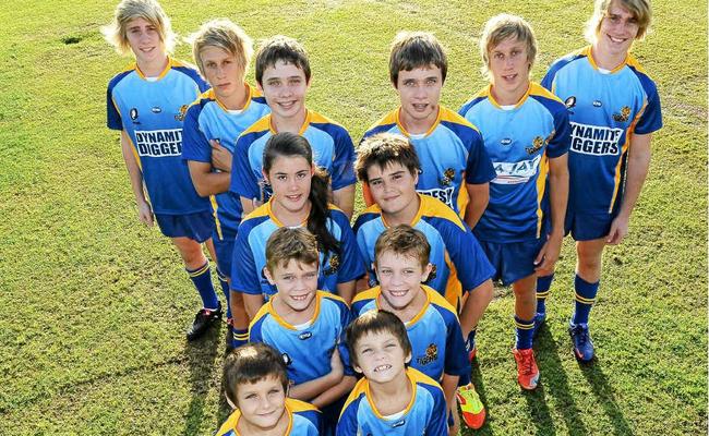 From the front are Bryce and Brock Daniel, Jayden and Brenton Wilson, Kimberley and Bradley Pearce, Cooper and Lachlan Peebles, Jesse and Ben Marschke and Reegyn and Brayden Silis. Picture: Mike Knott