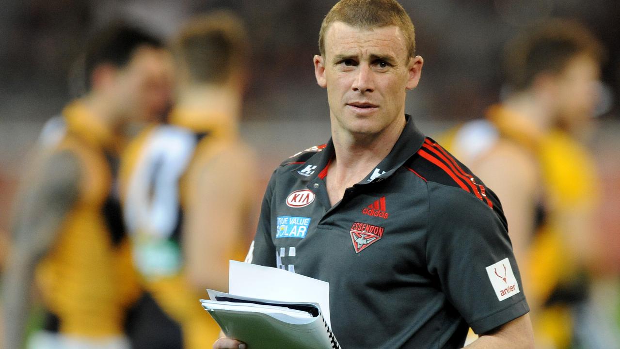 Simon Goodwin in his role as Essendon caretaker coach against Richmond in 2013.