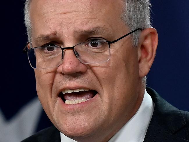 SYDNEY, AUSTRALIA - NewsWire Photos MAY, 07, 2021: Prime Minister Scott Morrison speaks to the media during a press conference in Sydney. Picture: NCA NewsWire/Bianca De Marchi