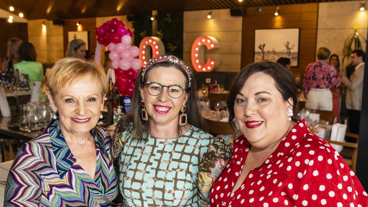 At Fitzy's Colour of Change luncheon are (from left) Maralyn Fitzgibbons, Melissa Taylor and Donna James raising funds for local breast cancer support, Thursday, May 26, 2022. Picture: Kevin Farmer