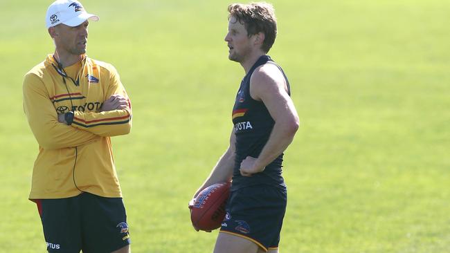 Nathan van Berlo (left) is adamant the Crows have improved. Picture Dean Martin