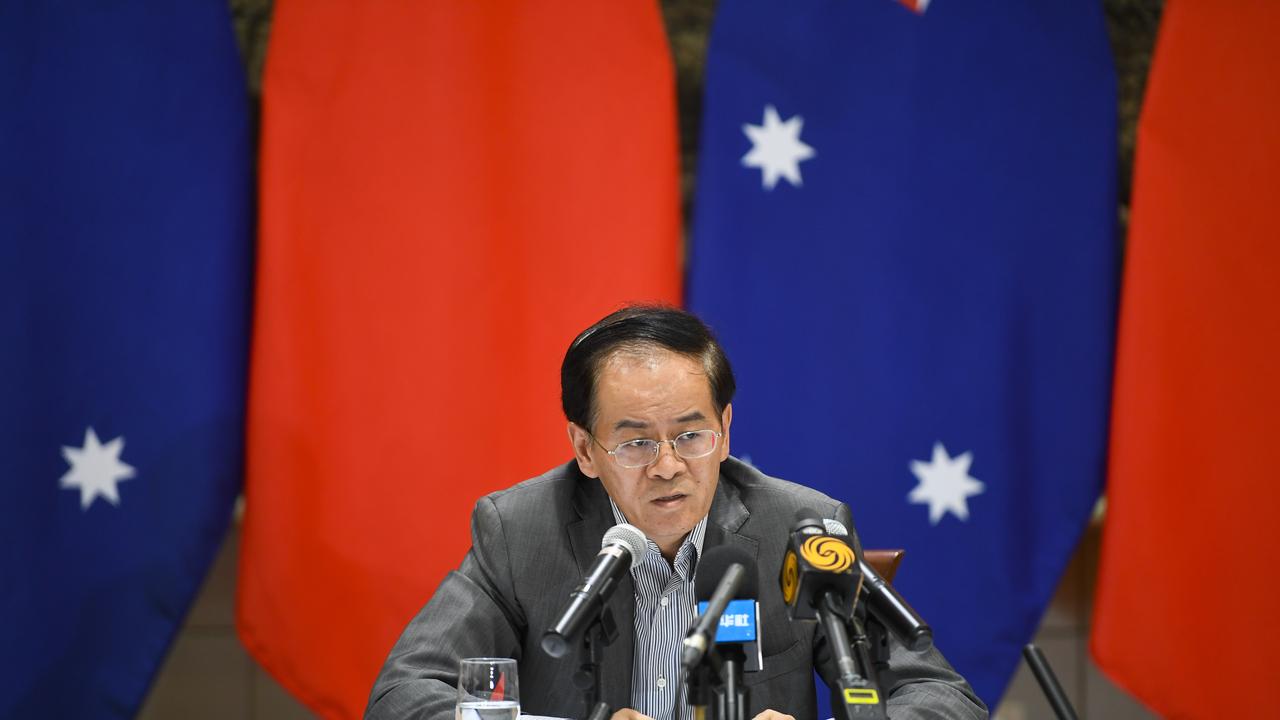 China’s ambassador to Australia, Cheng Jingye, warned the nation could face an all-out boycott if the COVID-19 inquiry continues. Picture: AAP Image/Lukas Coch