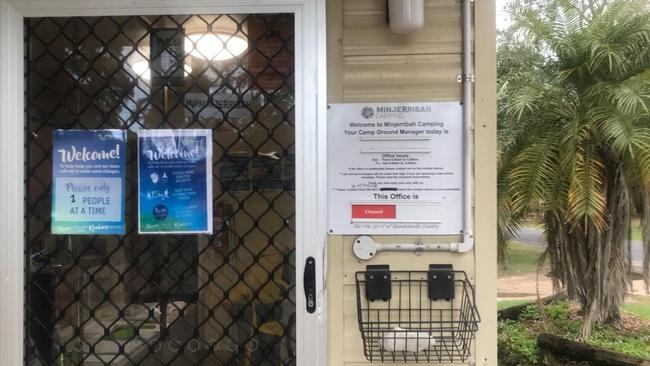 The “closed” sign on the door at the Amity Point campsite last week.