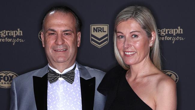 Peter V'landys and wife Philippa V’landys at the Dally M Awards at The Winx Stand, Royal Randwick Racecourse. Picture: Jason McCawley/Getty Images