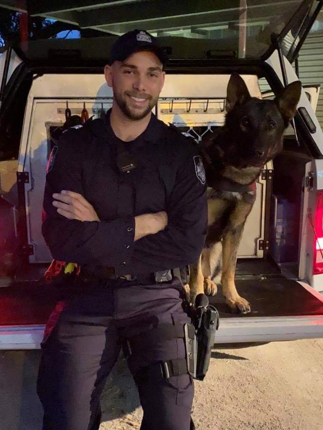 Townsville Dog Squad’s newest handler Senior Constable David Forrest and Police Dog Uzi.