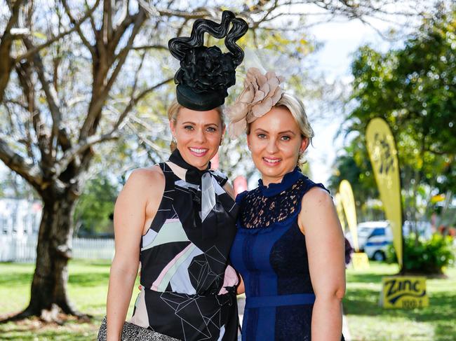 SOCIALS - Ladies Day at Cluden Racecourse - Renee Guazzo and Kristy Schultz of Townsville - Sunday Mail - 23/07/2016 - Photographer: Michael Chambers.