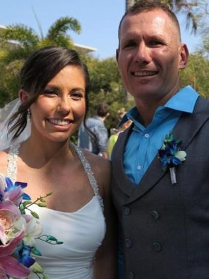 Ms Clarke and Baxter on their wedding day. Picture: Supplied