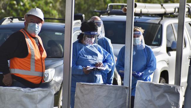 A QML Pathology drive-through Covid-19 testing clinic has been set up at the Cavanbah Centre on Ewingsdale Road, in Byron Bay, after a case was detected on the Northern Rivers. Monday, August 9, 2021.