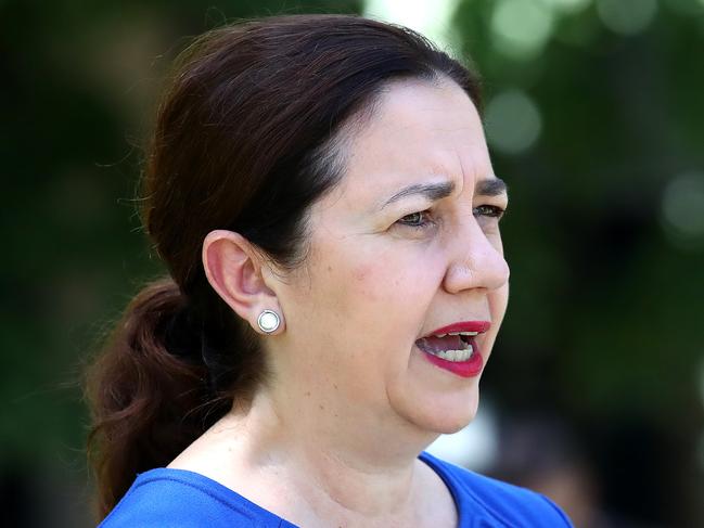 Queensland Premier Annastacia Palaszczuk speaks to the media during a press conference at the University of Queensland in Brisbane, Sunday, March 22, 2020. (AAP Image/Jono Searle) NO ARCHIVING