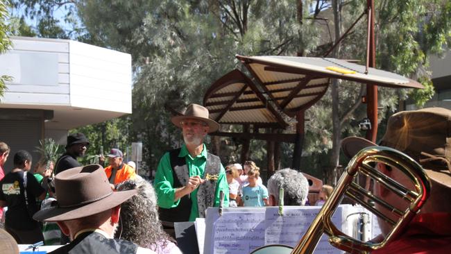 The Alice Springs band plays as the march comes past. Picture: Gera Kazakov