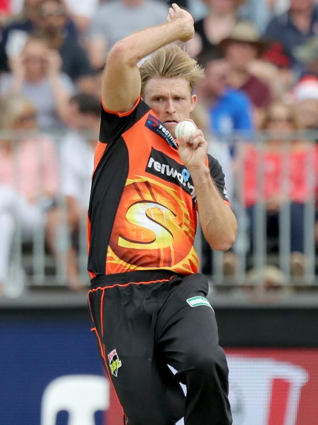 David Willey charges in for Perth.